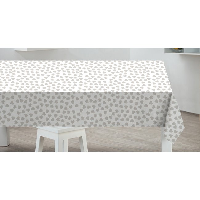 Wipe Clean Hearts PVC Tablecloth - 132x178cm, multi-coloured, SABICHI