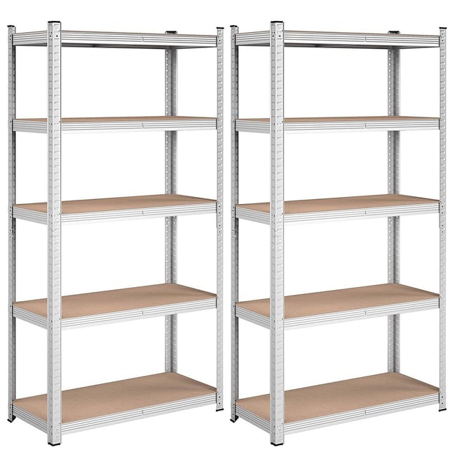 Lot de deux étagères à 5 niveaux avec planches réglables - H180 cm Couleur gris <span itemprop=