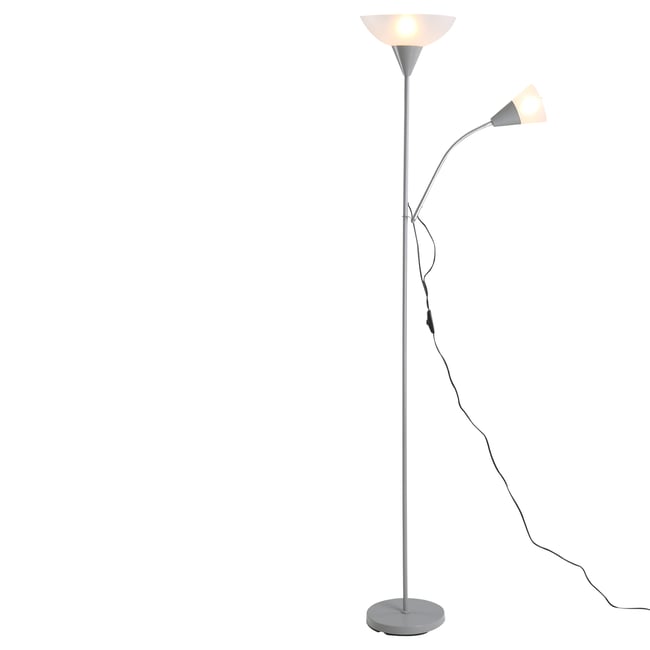 Lampadaire Métal Argent Couleur gris <span itemprop=