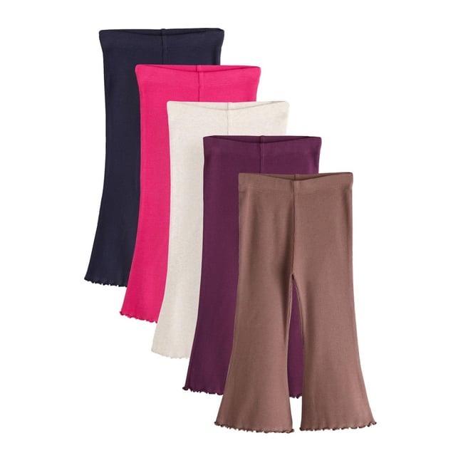 Lot de 5 leggings côtelés évasés prune <span itemprop=