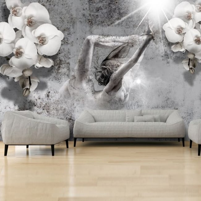 Papier peint intissé panoramique Personnes Arrangement with orchid Couleur gris / argent <span itemprop=