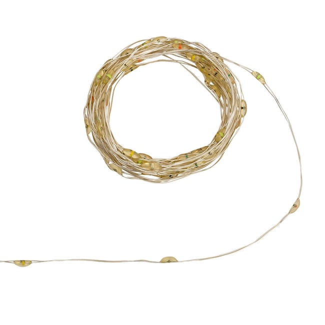 Guirlande lumineuse d'intérieur 5 m 100 LED multicolore fil cuivre lumière fixe avec minuteur à piles Couleur multicolore <span itemprop=