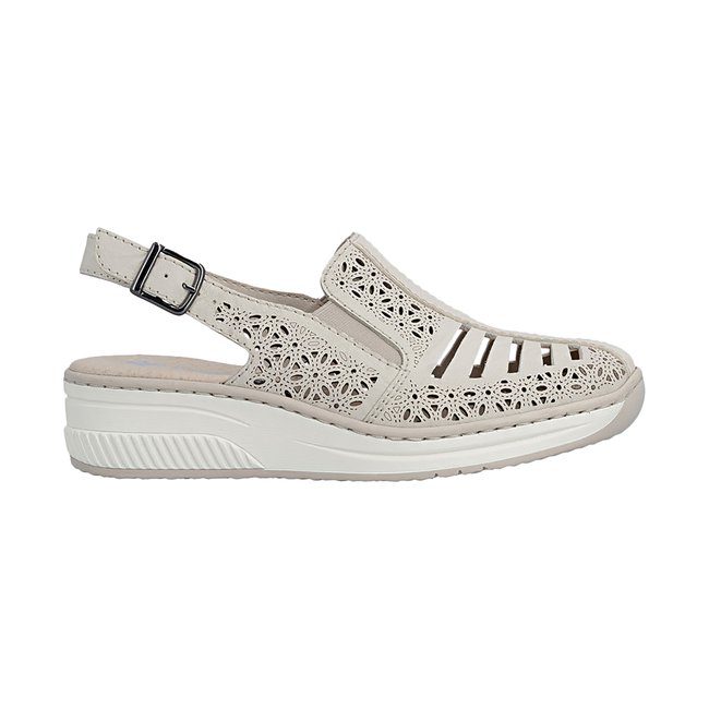 Sandales Compensé Cuir Massa beige <span itemprop=