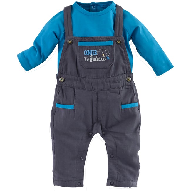 Ensemble salopette garcon anthracite gris <span itemprop=