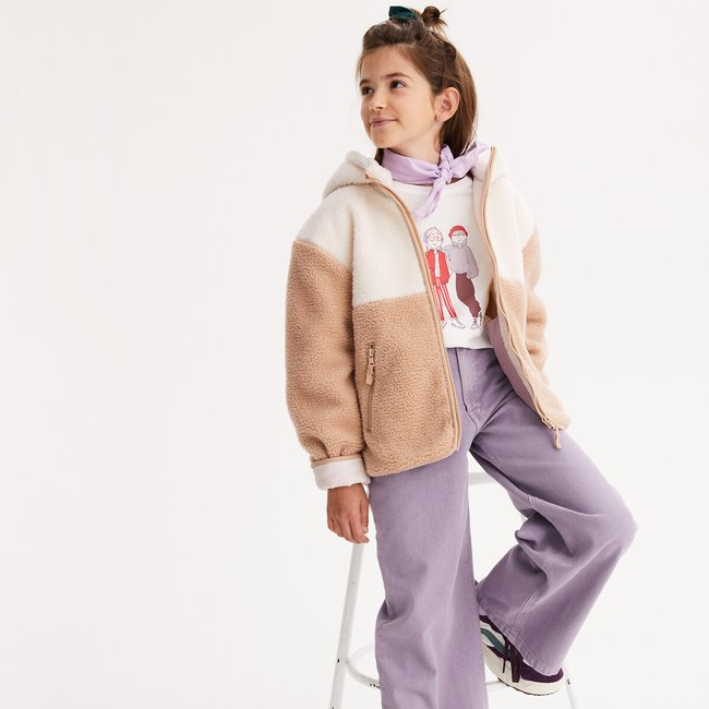 Cappotto oversize con cappuccio in sherpa ecru/beige LA REDOUTE COLLECTIONS
