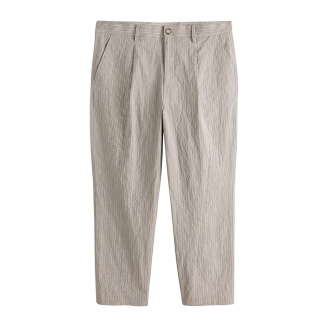 Pantalon de costume relaxed en coton mélangé grège <span itemprop=