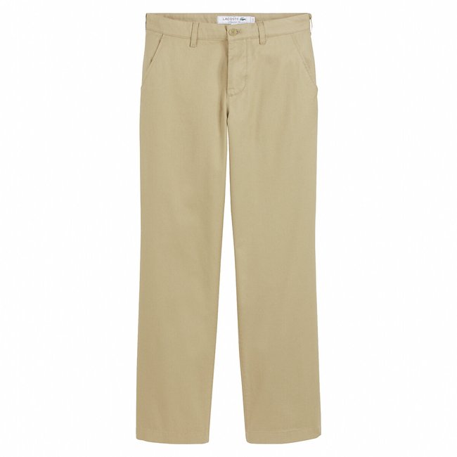 Pantalon chino straight fit twill de coton beige-cb8 <span itemprop=