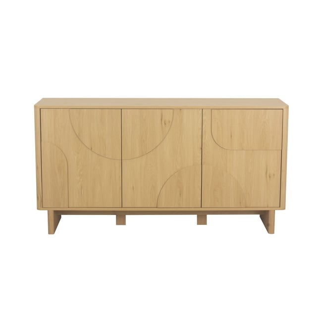 Buffet 3 portes formes arrondies OCTAVE Couleur bois clair <span itemprop=