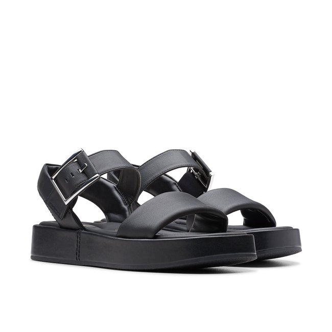 Alda Strap Leather Sandals, black, CLARKS