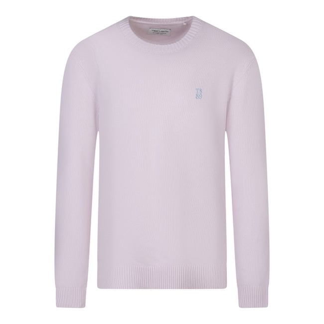 Pull en coton rose à coupe droite pourvu d'un col rond épais - TEDDY SMITH