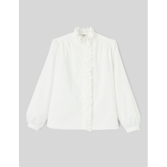 Blouse velours côtelé blanc écru <span itemprop=
