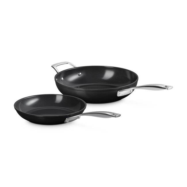 1 poêle et 1 sauteuse Essentielle en céramique noir <span itemprop=
