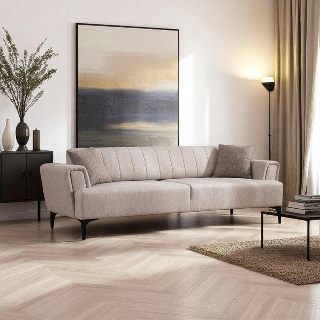 Canapé 3 places beige - lit d’appoint, style moderne LUCCA Couleur beige <span itemprop=