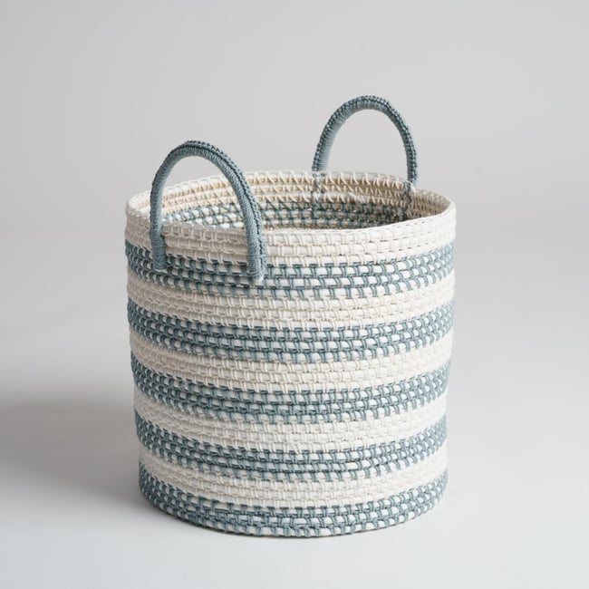 Panier de rangement en corde gris et écru L GUAPA Couleur gris <span itemprop=