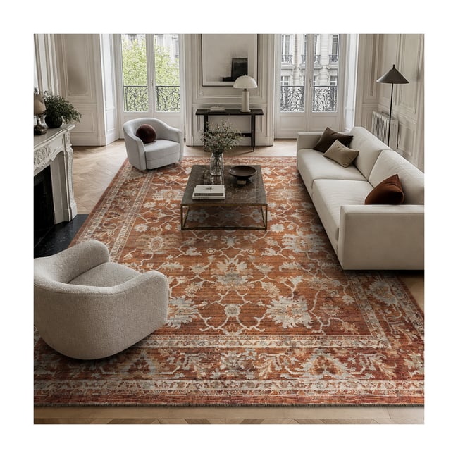 Tapis d'orient, motif oriental raffiné, tissé, poils ras Couleur marron, beige, gris <span itemprop=