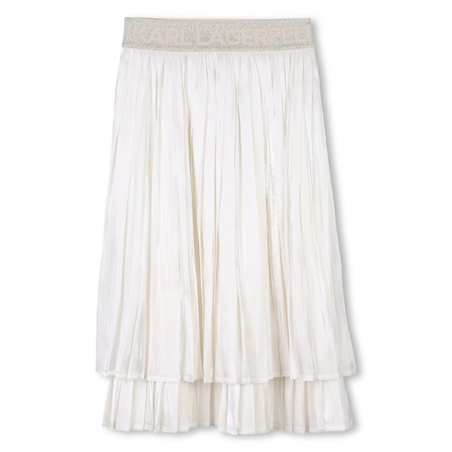 Jupe plissée en voile chalk <span itemprop=