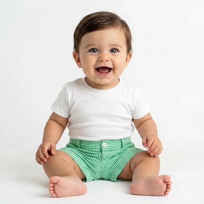 Short bébé - Très bon état vert <span itemprop=