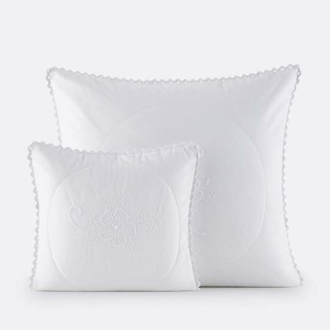 Housse de coussin coton brodé carrée, Tennessee blanc <span itemprop=