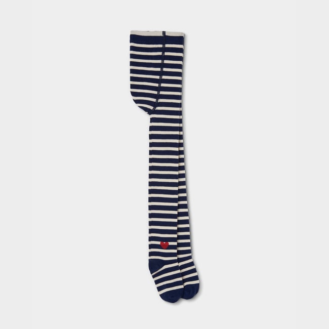 Collant rayé avec coeur bleu <span itemprop=