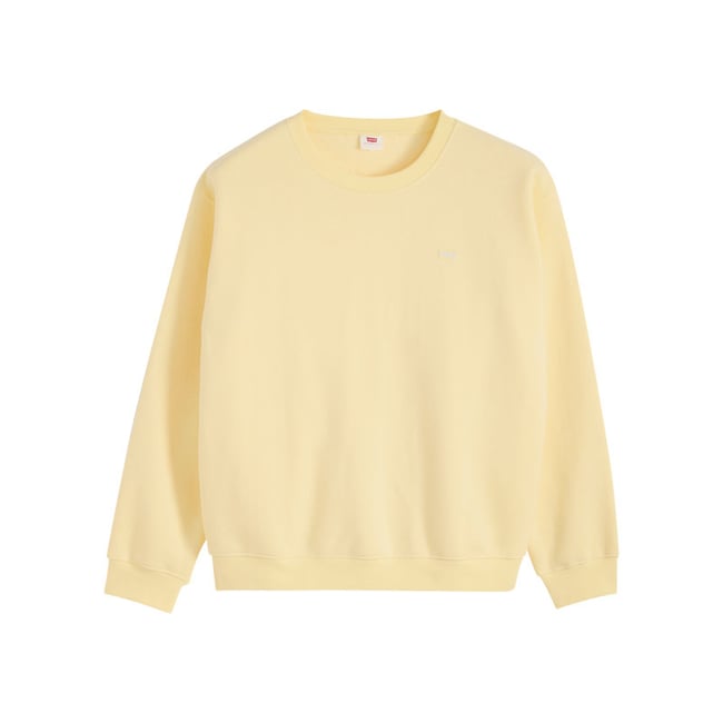 Pull jaune à coupe droite pourvu d'un col rond et de manches longues jaune <span itemprop=