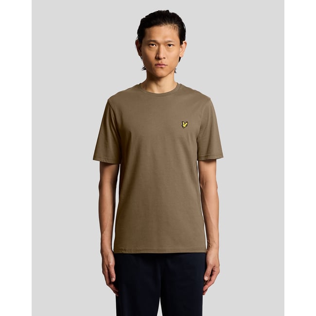 T-shirt en coton col rond vert kaki cendré <span itemprop=