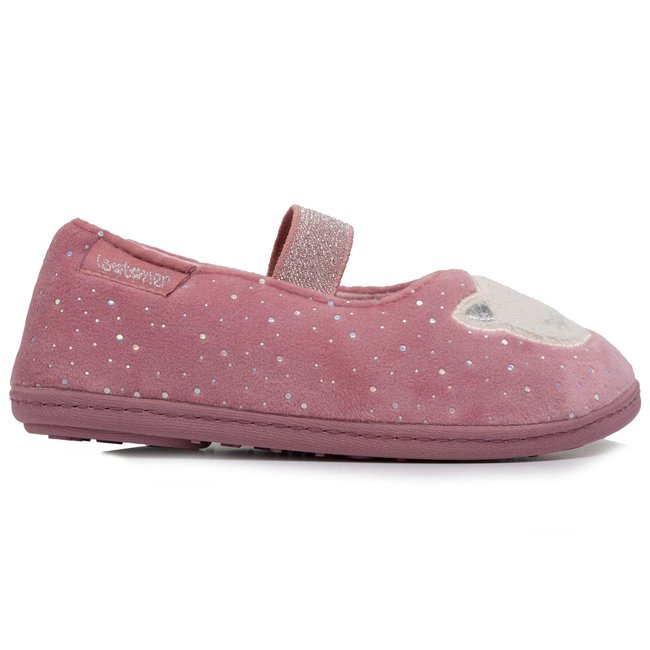 Chaussons Ballerines à élastique, semelle antidérapante rose <span itemprop=