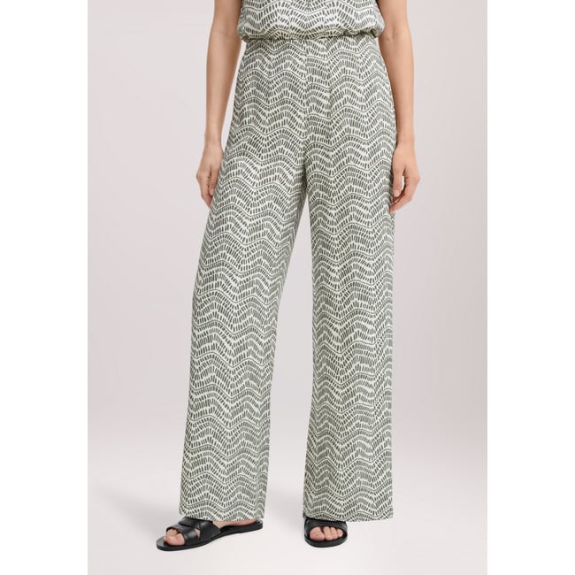 Pantalon palazzo à ceinture à nouer cream/khaki <span itemprop=
