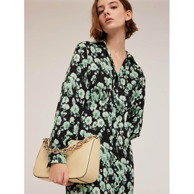 Borsa a tracolla in tessuto spalmato jaune <span itemprop=