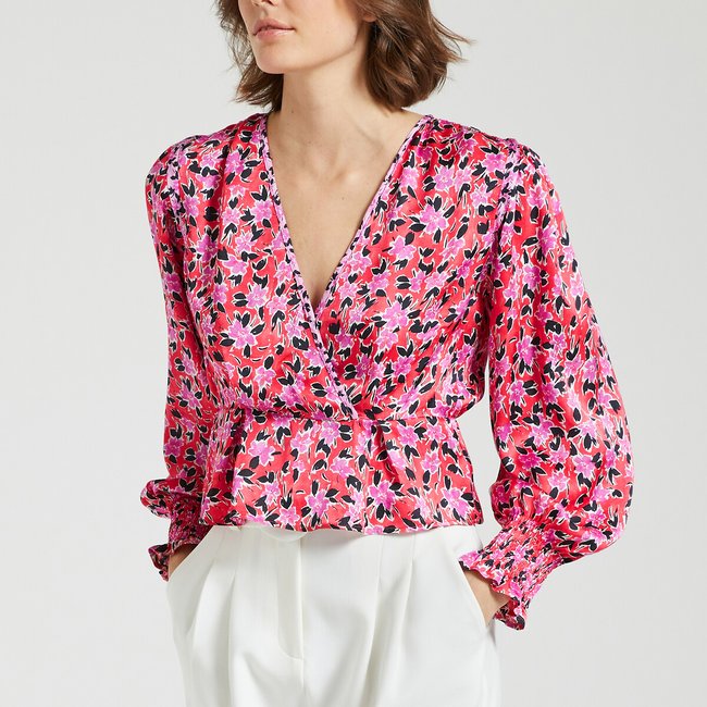 Blouse imprimée cache-cœur LAIN imprimé rouge <span itemprop=