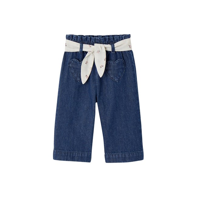 Jean large avec ceinture à nouer denim brut <span itemprop=