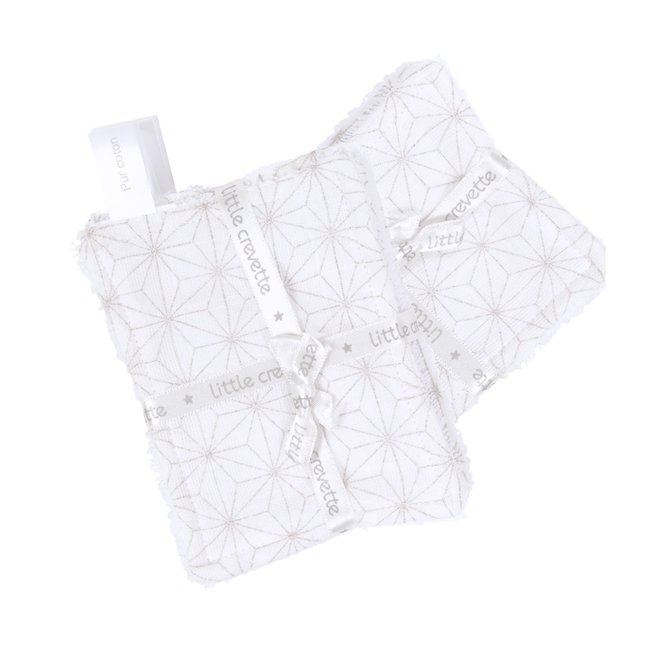 Lot de 12 lingettes lavables coton bio POMPOM ecru <span itemprop=