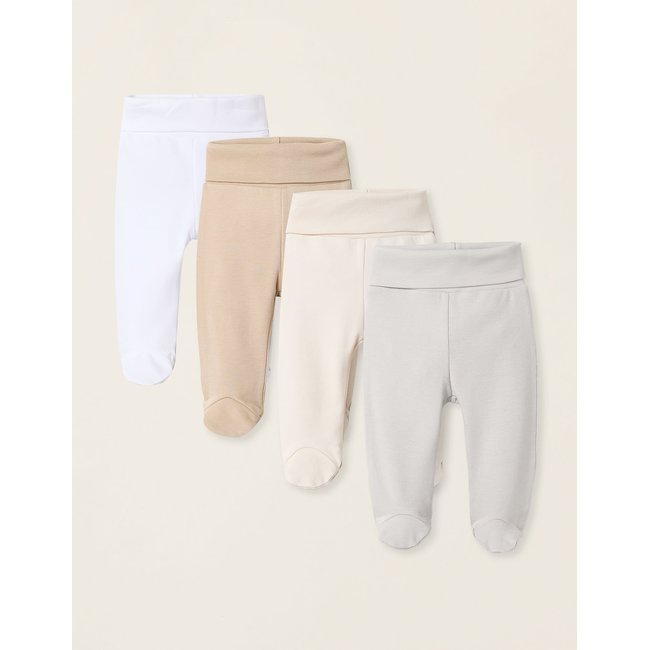 Pack de 4 pantalons à pieds en coton multicolore Zippy | La Redoute