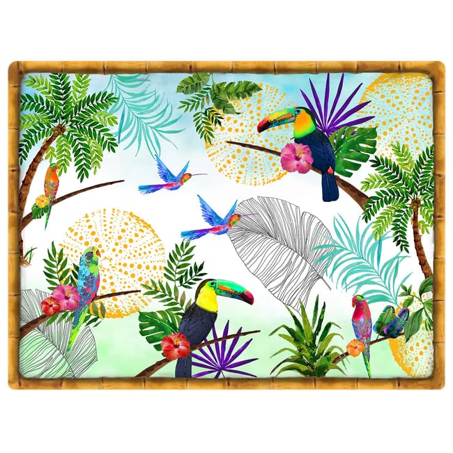 Set de table rectangulaire (40 x 30 cm) lot de 6 - Toucans de Rio - LES JARDINS DE LA COMTESSE