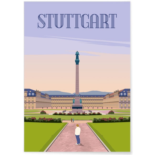 Affiche ville Stuttgart Couleur blanc <span itemprop=