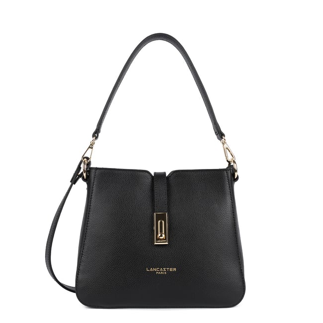 Sac à main en cuir porté épaule et bandoulière, MILANO HORIZON noir <span itemprop=