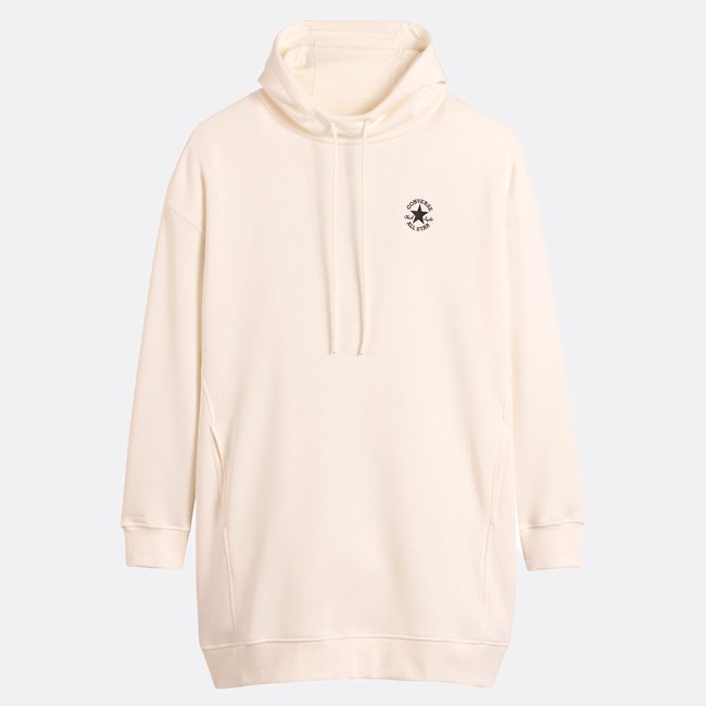 Robe sweat à capuche  ecru <span itemprop=