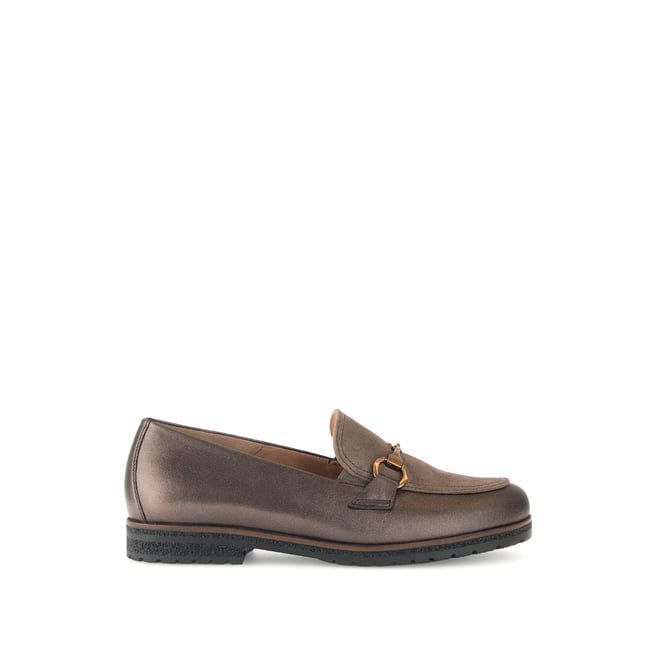 Mocassins en cuir à talon décroché bronze <span itemprop=