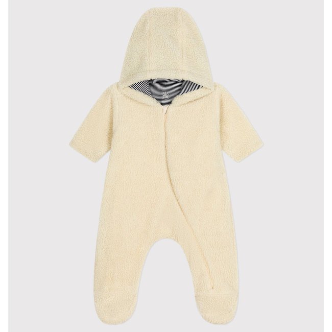 Sherpa Hooded Pramsuit, ecru, PETIT BATEAU