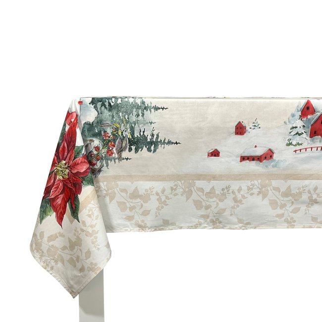 Nappe de NOËL CHAMONIX beige/rouge <span itemprop=