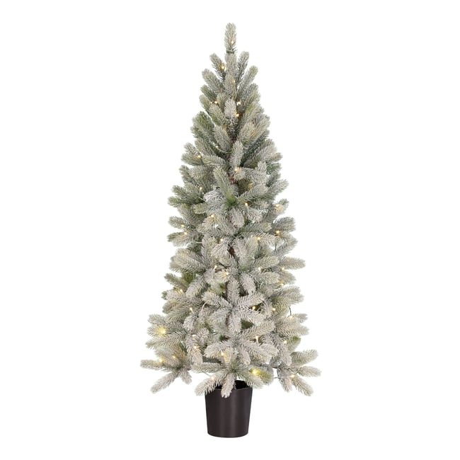 Sapin de Noël artificiel enneigé avec LED H120 cm NAGOYA Couleur blanc chaud <span itemprop=