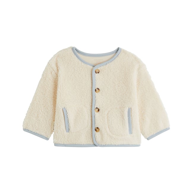 Veste bébé en sherpa Voix Lactée ecru <span itemprop=