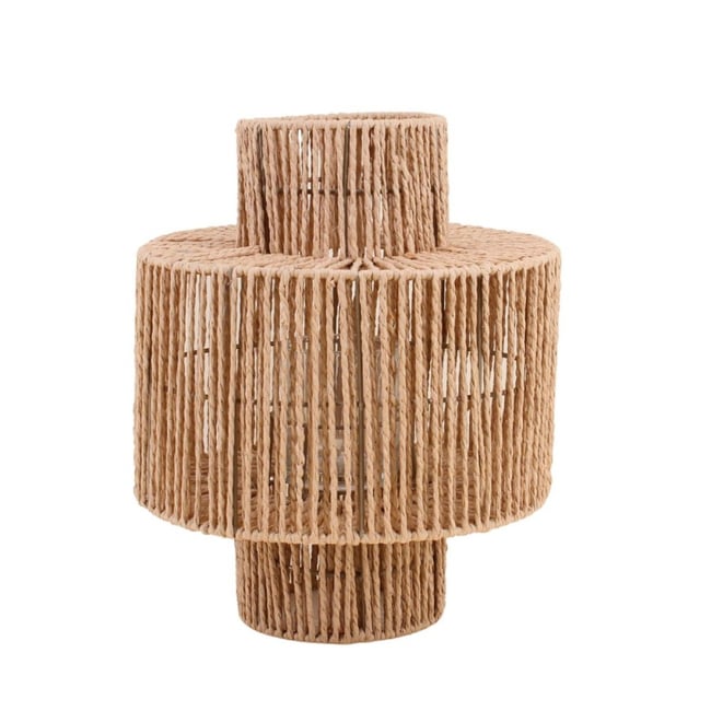 Lanterne ronde en corde 38x30cm Couleur beige <span itemprop=