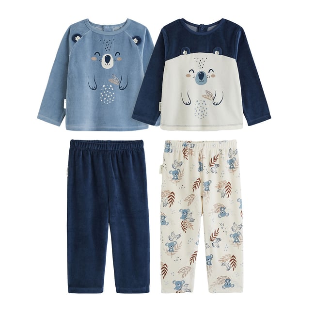 Lot de 2 pyjamas enfant 2 pièces en velours Mathéo bleu <span itemprop=