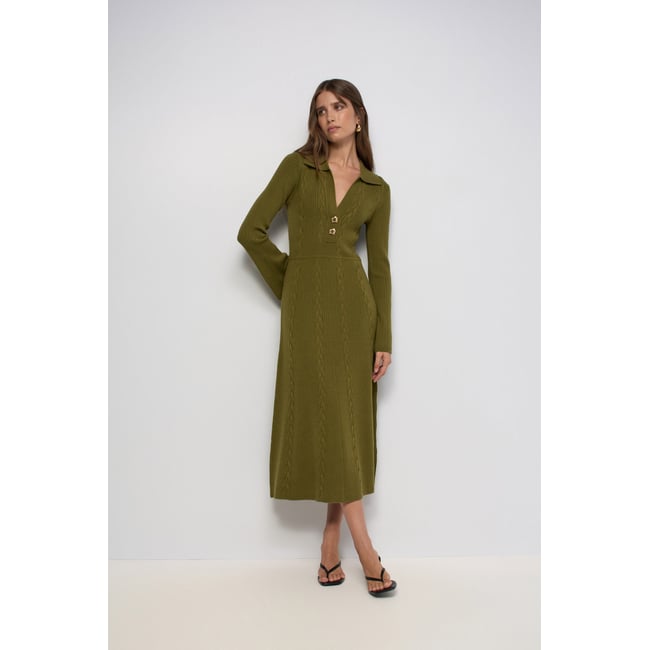 ROBE EN MAILLE JACQUARD vert <span itemprop=