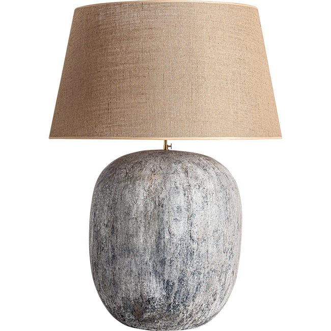 Lampe à poser scandinave en béton et jute Couleur gris béton et jute brun clair <span itemprop=