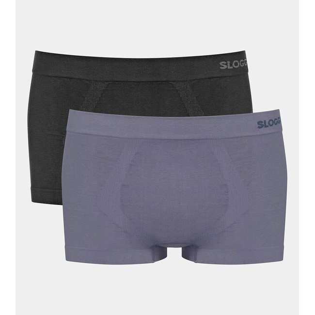 2er-Pack Boxerpants, unifarben schwarz + violett <span itemprop=