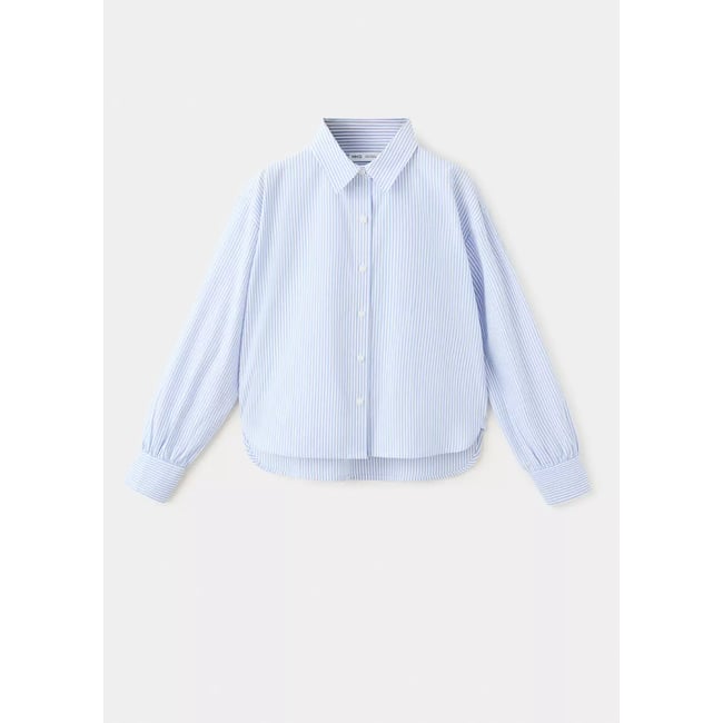 Chemise coton col classique bleu <span itemprop=