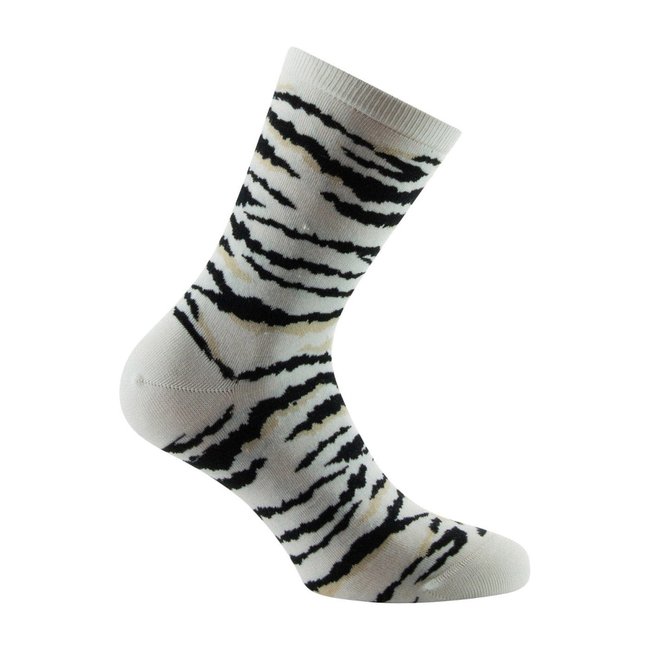 Mi-chaussettes Femme jersey zébrures Coton majoritaire naturel <span itemprop=