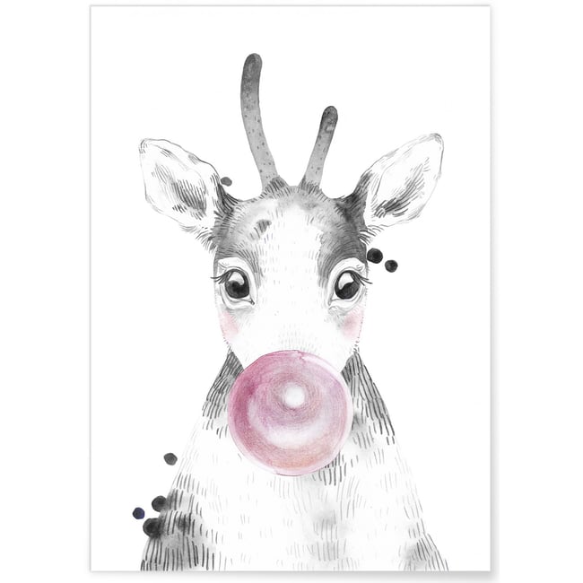 Affiche 'Bulle de Cerf Rose' Couleur blanc <span itemprop=