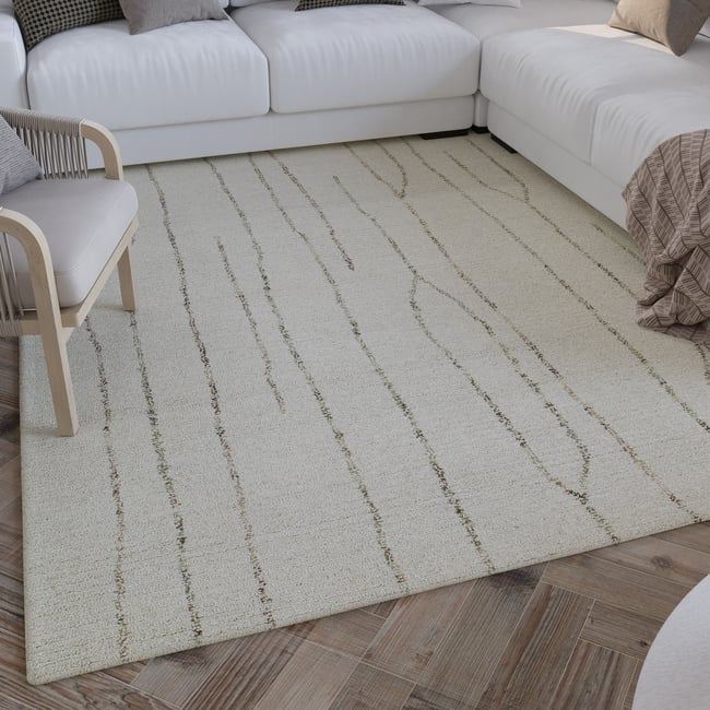 Tapis à motifs lignes organiques ,  HAMPTONS THIRTYNINE Couleur blanc crème <span itemprop=